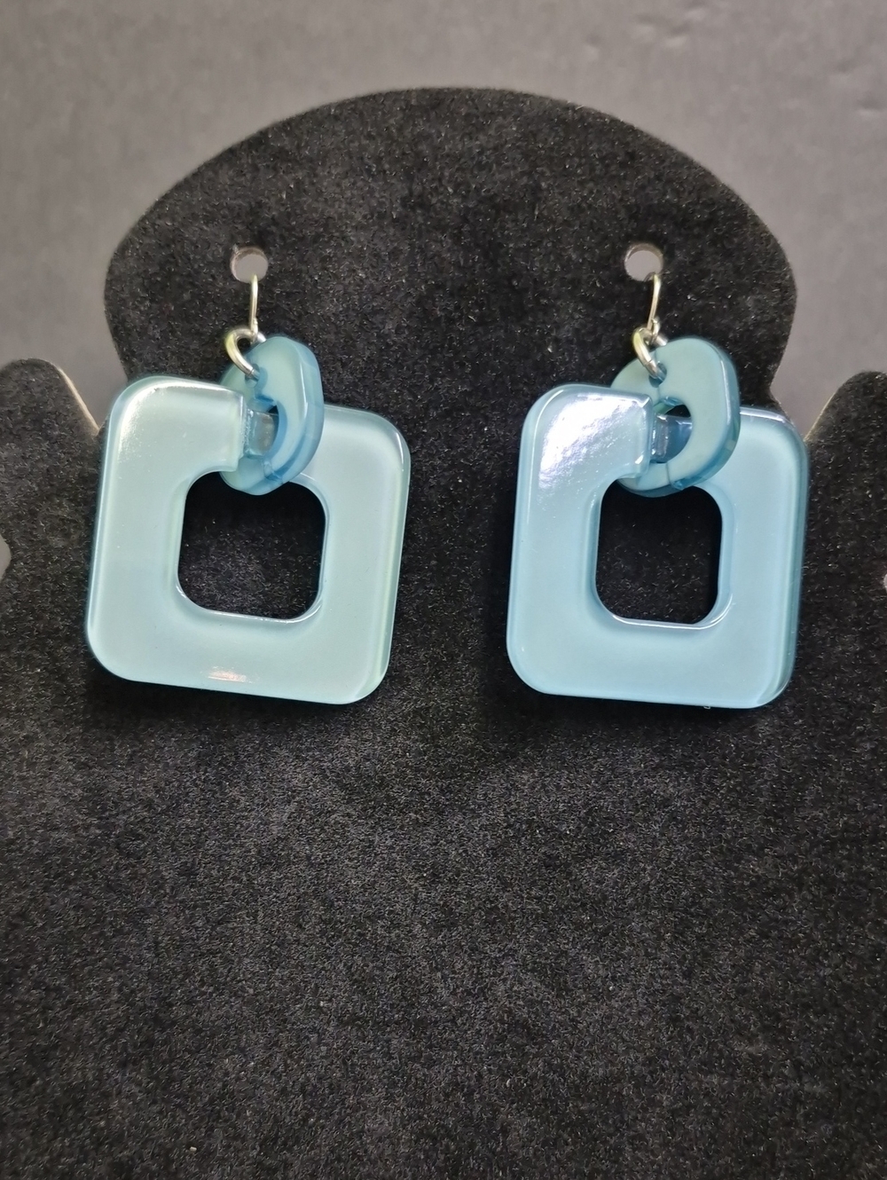 Light Blue Chunky Square Acrylic Dangle Earrings